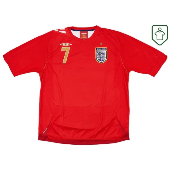 Camiseta retro visitante Inglaterra 2006/08 para hombre Beckham #7