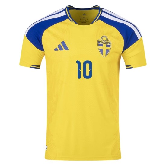 Camiseta Auténtica Local Suecia 2026 para Hombre IBRAHIMOVIĆ #10 Camiseta Auténtica Local Suecia 2026 para Hombre IBRAHIMOVIĆ #10