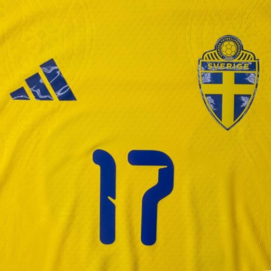 Hombre Camiseta Suecia 2026 Local Auténtica Mundial GYÖKERES #17