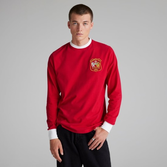 Niños Manchester United 1963 Retro FA Cup Final Manga Larga Camiseta