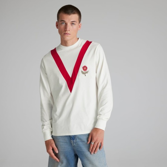 Camiseta retro inspirada manga larga Manchester United 1909 de hombre