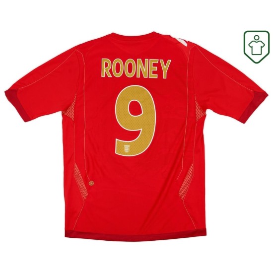 Camiseta retro visitante Inglaterra 2006/08 para hombre Rooney #9 Camiseta retro visitante Inglaterra 2006/08 para hombre Rooney #9