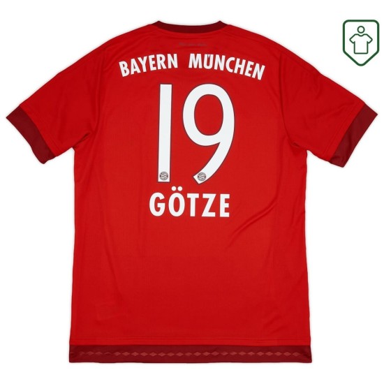 Camiseta retro Bayern Múnich 2015/16 local para hombre Götze #19 Camiseta retro Bayern Múnich 2015/16 local para hombre Götze #19