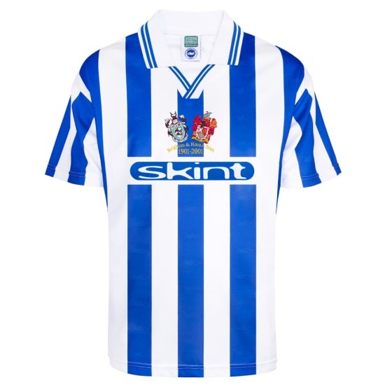 Mujeres Brighton & Hove Albion 2001 Casa Retro Centenario Camiseta Mujeres Brighton & Hove Albion 2001 Casa Retro Centenario Camiseta