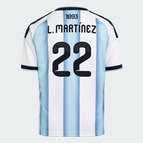 Camiseta Oficial Local Argentina 2026 Niño L. MARTÍNEZ #22